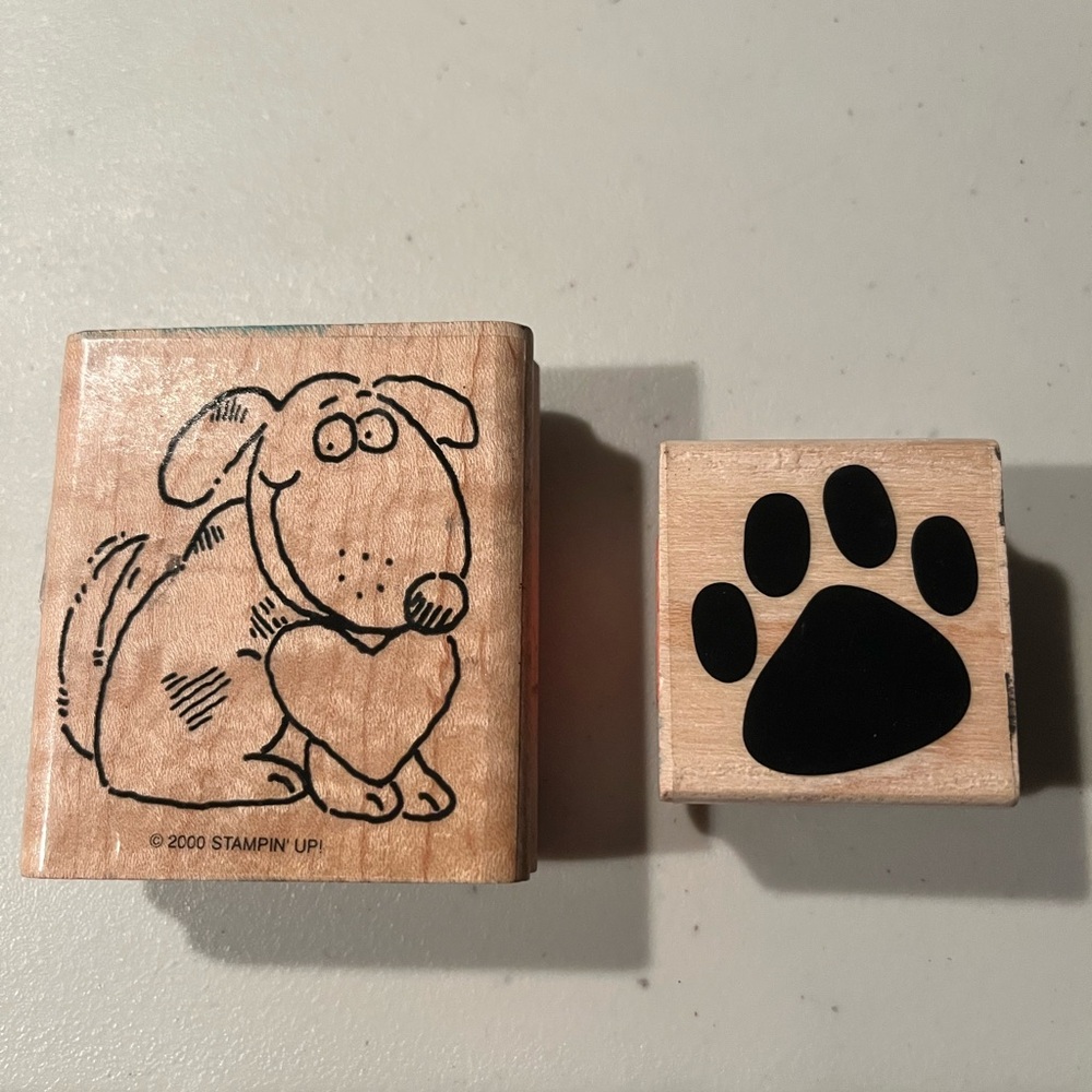Stampin' Up! Dog and Paw Print Stamps - Black and Brown
